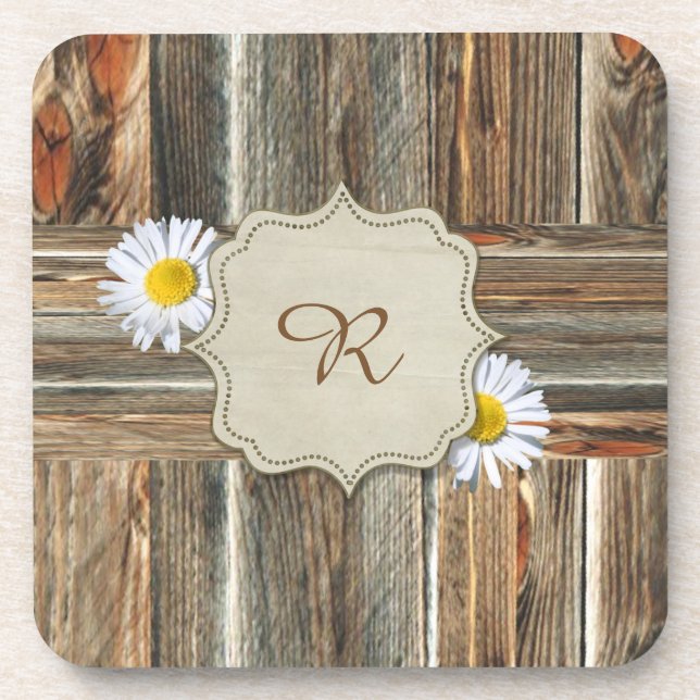 Posavasos Madera de granero con maricas personalizan a los c (Frente)