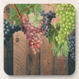 Posavasos Madera y uvas de viñas rústicas