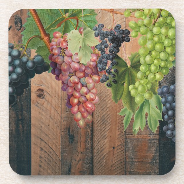 Posavasos Madera y uvas de viñas rústicas (Frente)