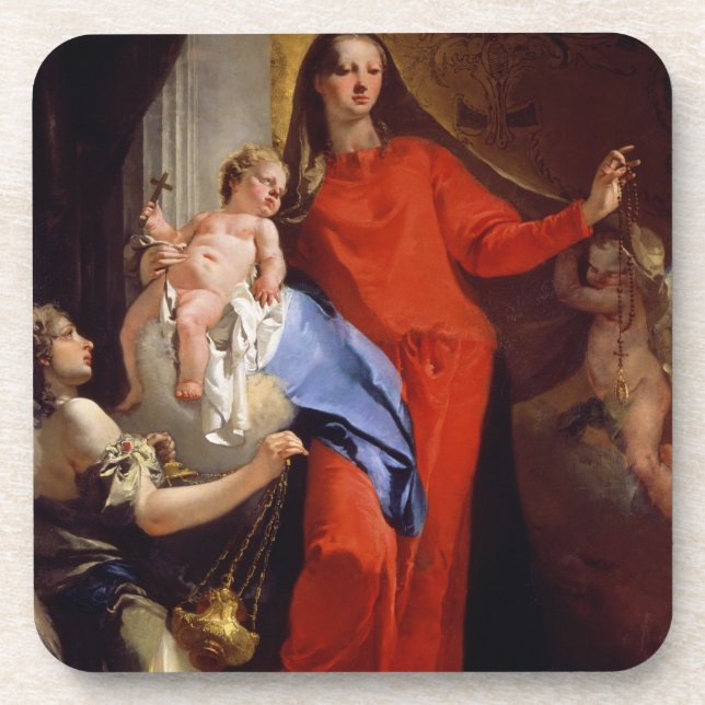 Posavasos Madonna del rosario (aceite en lona) (Frente)