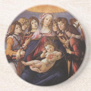 Posavasos Madonna y niño con ángeles por Sandro Botticelli
