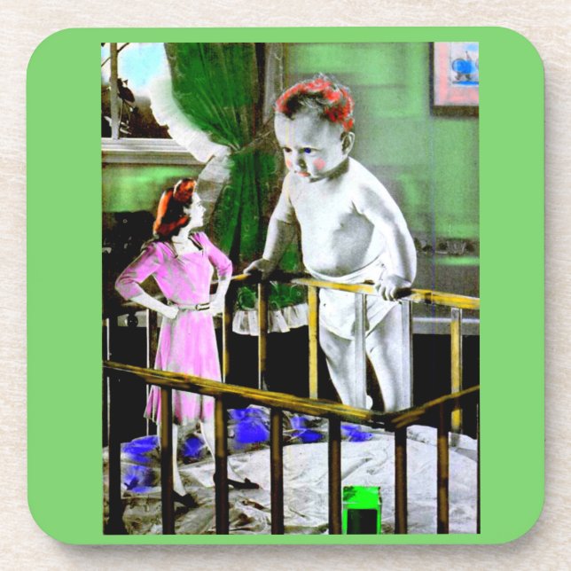 Posavasos Madre de los años 40 y su bebé gigante (Frente)