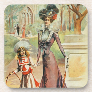 Posavasos Madre e hija en un paseo (litho del color)