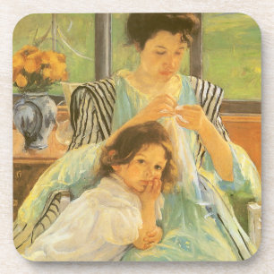 Posavasos Madre joven masticando por Mary Cassatt, arte vint