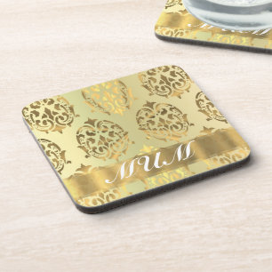 Posavasos Madre personalizada de damasco de oro