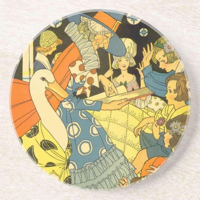 Posavasos Madre vieja leyendo libros a sus hijos (Frente)