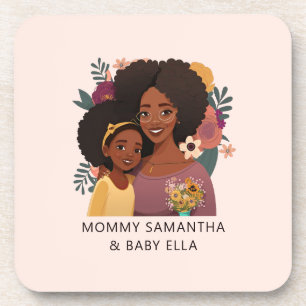 Posavasos Madre y hija negras personalizadas (14)