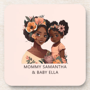 Posavasos Madre y hija negras personalizadas (16)