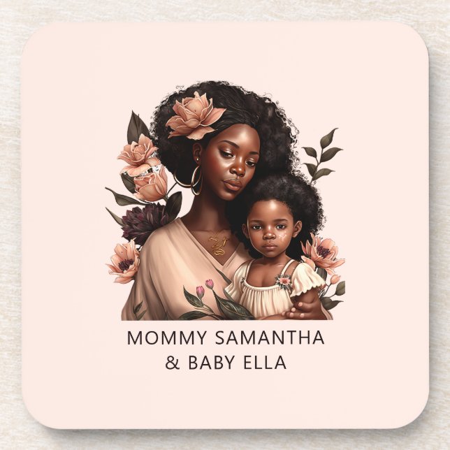 Posavasos Madre y hija negras personalizadas (21) (Frente)