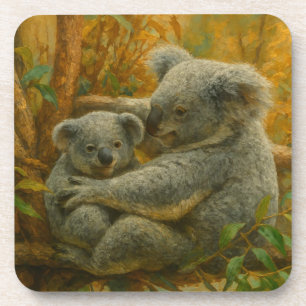 Posavasos Madre y Joey de Koala en la Canopa de Otoño