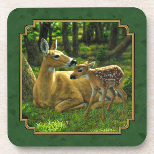 Posavasos Madres venados y verdes bosques del alba