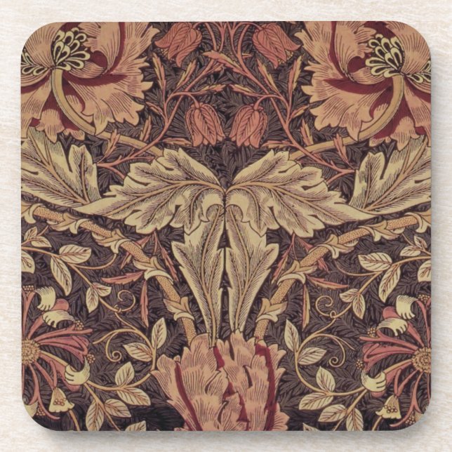 Posavasos Madreselva de William Morris, flores de jardín Art (Frente)