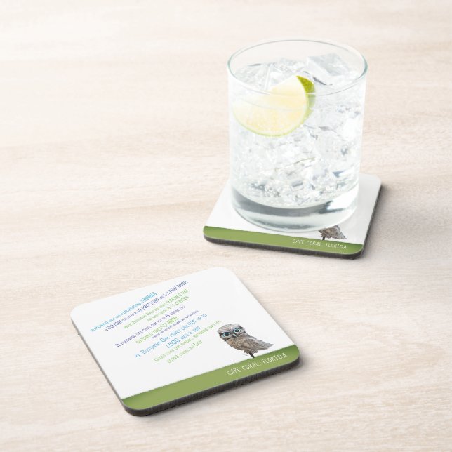 Posavasos Madriguera de los prácticos de costa del búho (Lado Derecho)