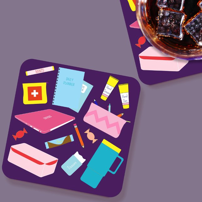 Posavasos Maestra Moderna Y Cuidadosa Con Suministros De Sem (Teacher Coaster)