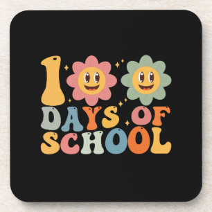 Posavasos Maestro Niños Retro Groovy 100 Días de Escuela 