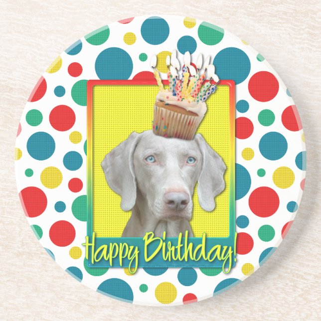 Posavasos Magdalena del cumpleaños - Weimeraner (Frente)