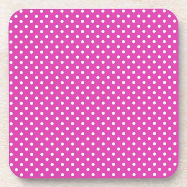 Posavasos Magenta, puntos de polka blanco (Frente)