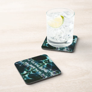 Posavasos Mágica   Arte fractal azul y verde