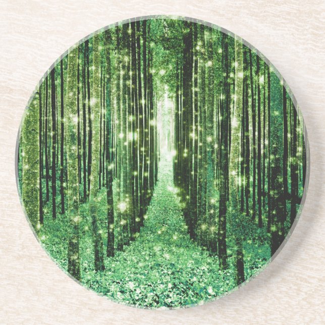 Posavasos Mágico misterio verde forestal (Frente)