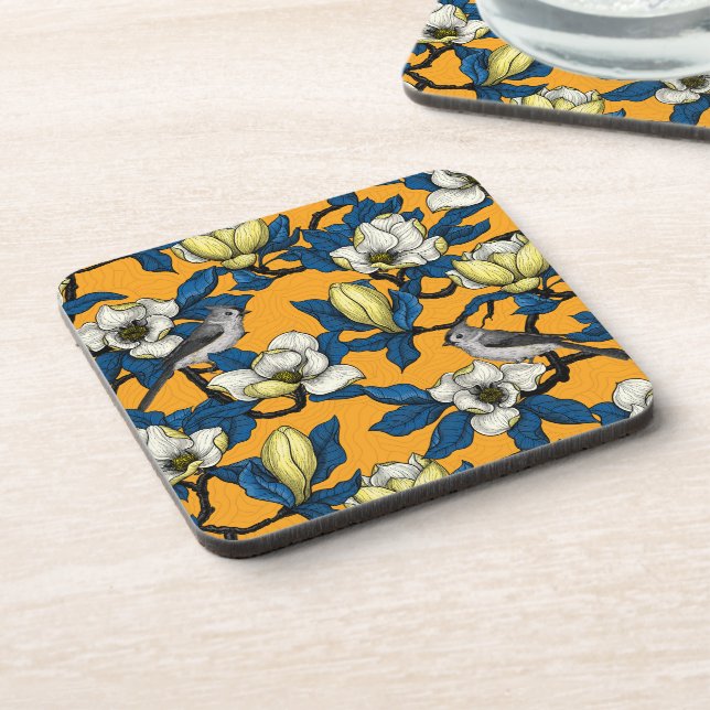 Posavasos Magnolia en flor y pájaro del ratón 3 (Lado Izquierdo)