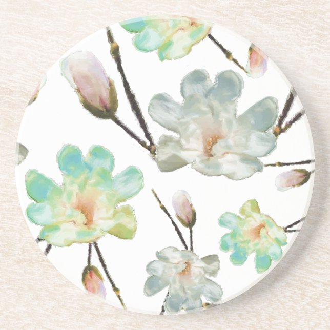 Posavasos Magnolia Pattern Sandstone Coaster (Frente)