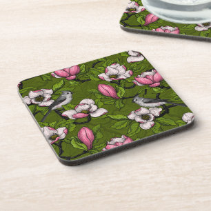 Posavasos Magnolia y pájaro del titmouse 2