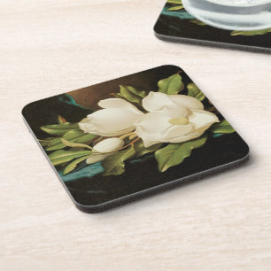 Posavasos Magnolias Gigantes sobre un Paño de Terciopelo Azu