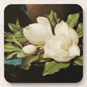 Posavasos Magnolias gigantes sobre una tela de terciopelo az