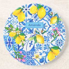 Posavasos Magólica azul veraniego cítrico siciliano Mediterr