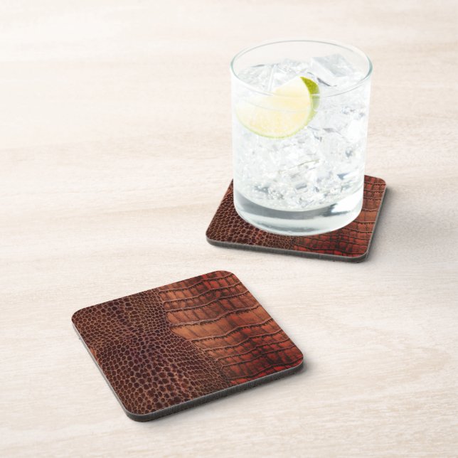Posavasos Mahogany Alligator Classic Reptile Leather (Faux) (Lado Derecho)