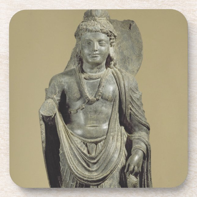 Posavasos Maitreya, Gandhara (esquisto gris) (Frente)