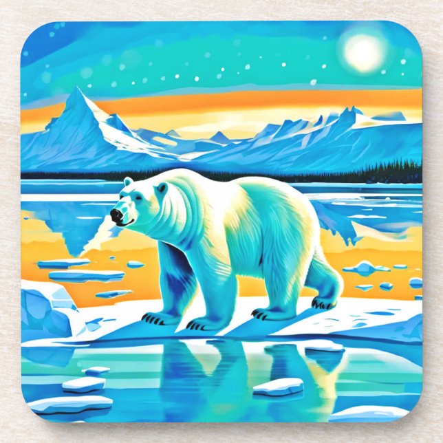 Posavasos Majestad Polar: Paisaje Ártico (Frente)