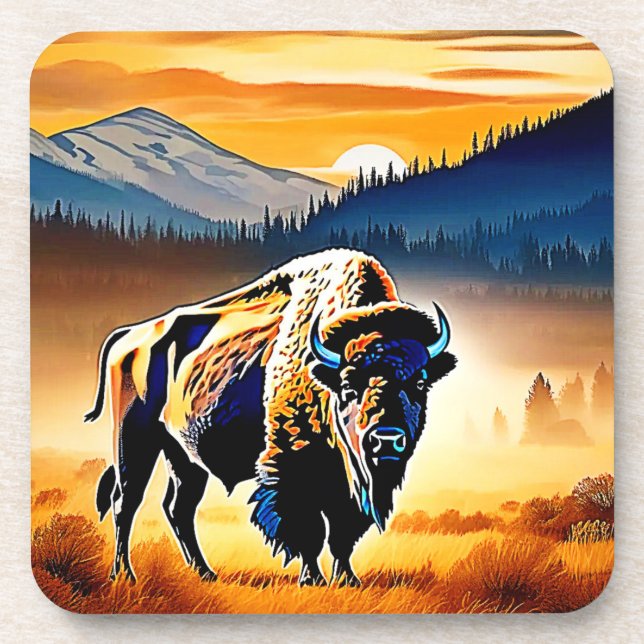 Posavasos Majestic Bison Sunset (Frente)