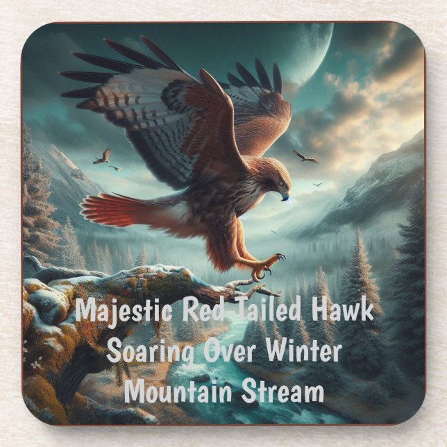 Posavasos Majestuoso Hawk de cola roja (Frente)