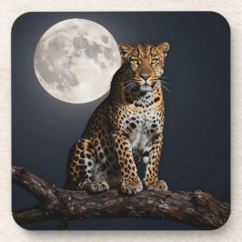 Posavasos Majestuoso Leopardo y Luna Llena