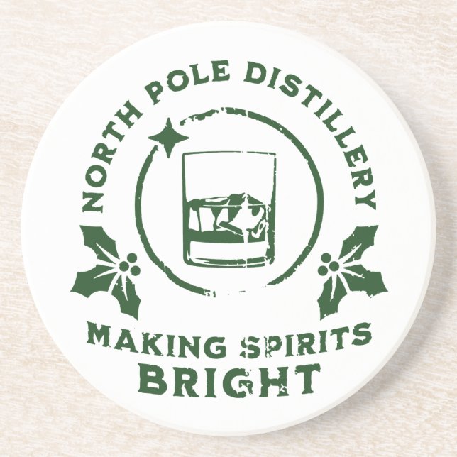 Posavasos Making Spirits Bright North Pole Distillery Green (Frente)