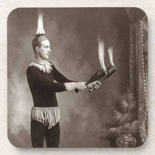 Posavasos Malabarista de Fuego Antiguo (Frente)