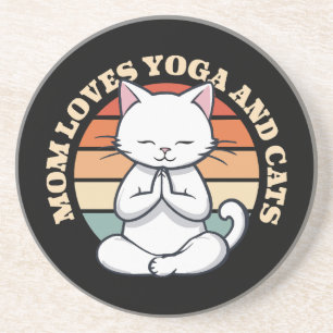 Posavasos Mamá ama a los gatos y el yoga