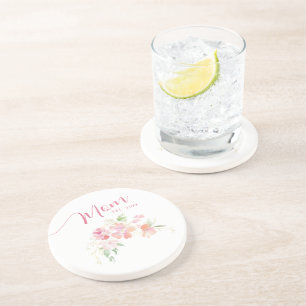Posavasos Mamá Estableció Rosa Floral Acuarela