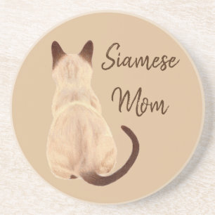 Posavasos Mamá gata sasha siamesa Kitty mirando hacia atrás