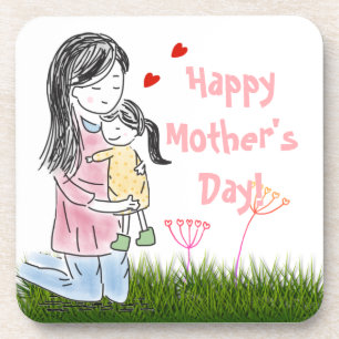 Posavasos Mamá y hija abrazan a Personalizado