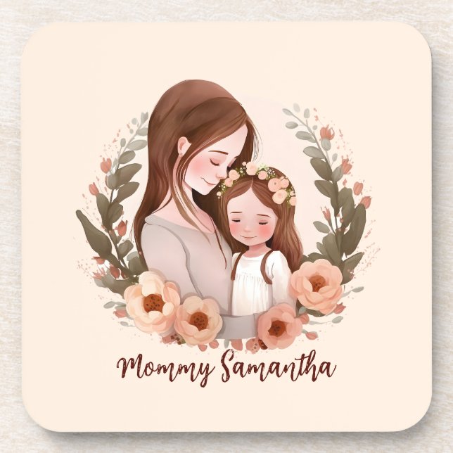 Posavasos Mamá y hija con Rosa Wreath 2 (Frente)