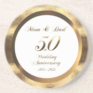 Posavasos Mamá y papá 50° Aniversario del Boda Dorado 2021
