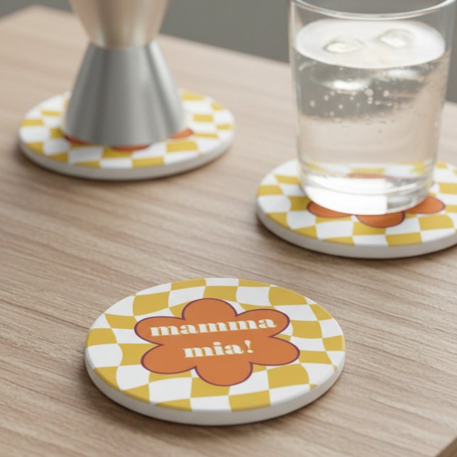Posavasos Mamma Mia Retro Groovy Dopamine Kitchen Decor (70s aesthetic mamma mia coaster by Darling & May)
