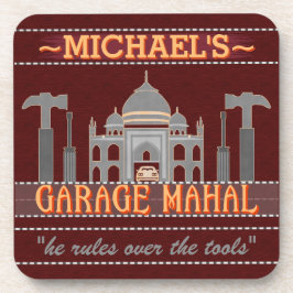 Posavasos Man Cave Funny Garage Mahal Red | Nombre personali