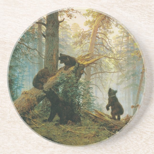 Posavasos Mañana en un bosque de pinos por Ivan Shishkin (Frente)