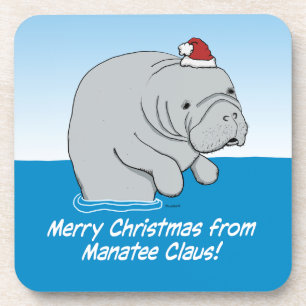 Posavasos Manatee Claus, gracioso y gracioso