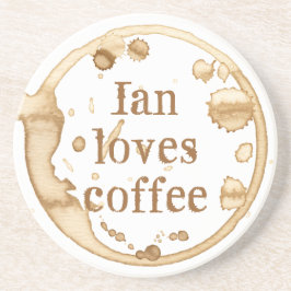 Posavasos Mancha de café personalizada con texto Grunge dive