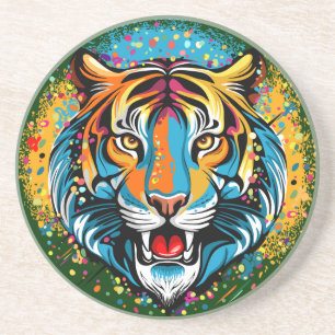 Posavasos Manchas de pintura de colores de arcoíris de cabez
