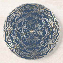Posavasos Mandala Art Boho Elegant Luxury Gold y Navy Blue